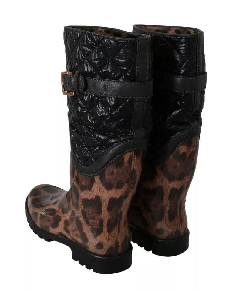 Botines de leopardo negros y marrones de Dolce &amp; Gabbana