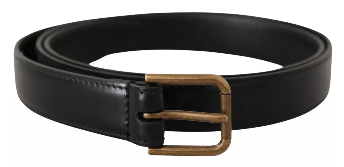 Ceinture Dolce &amp; Gabbana en cuir de veau noir classique avec boucle en métal vintage