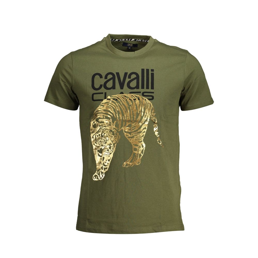 Camiseta de algodón verde Cavalli Class