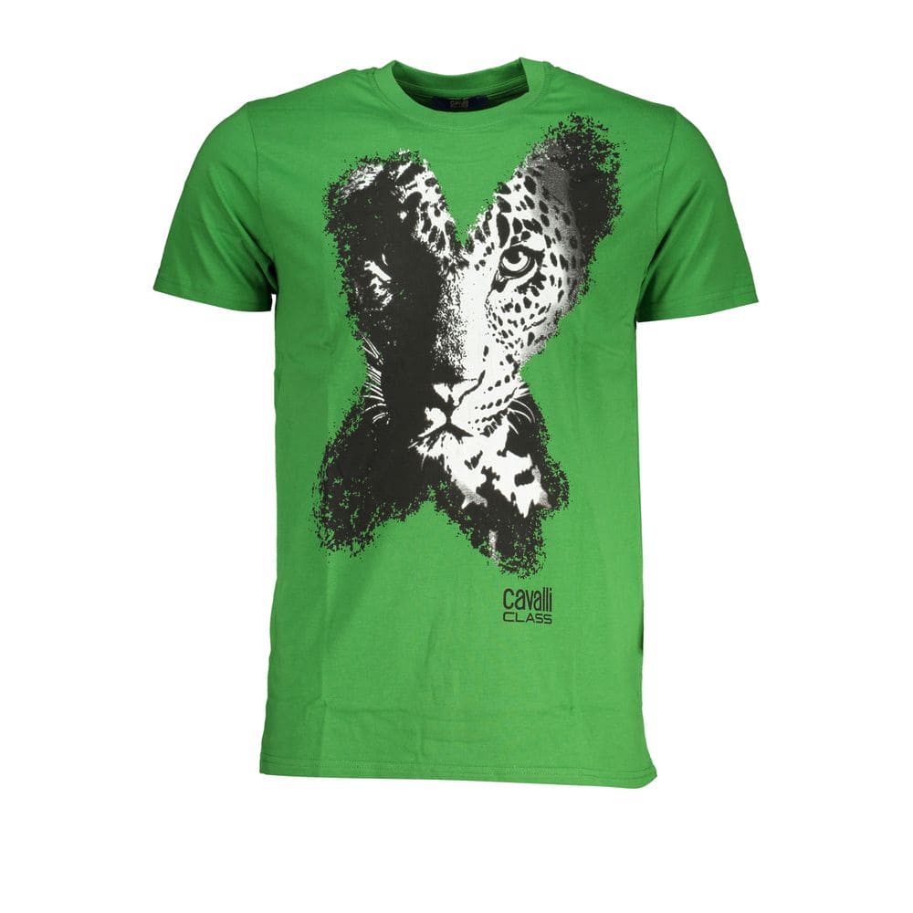 Camiseta de algodón verde Cavalli Class