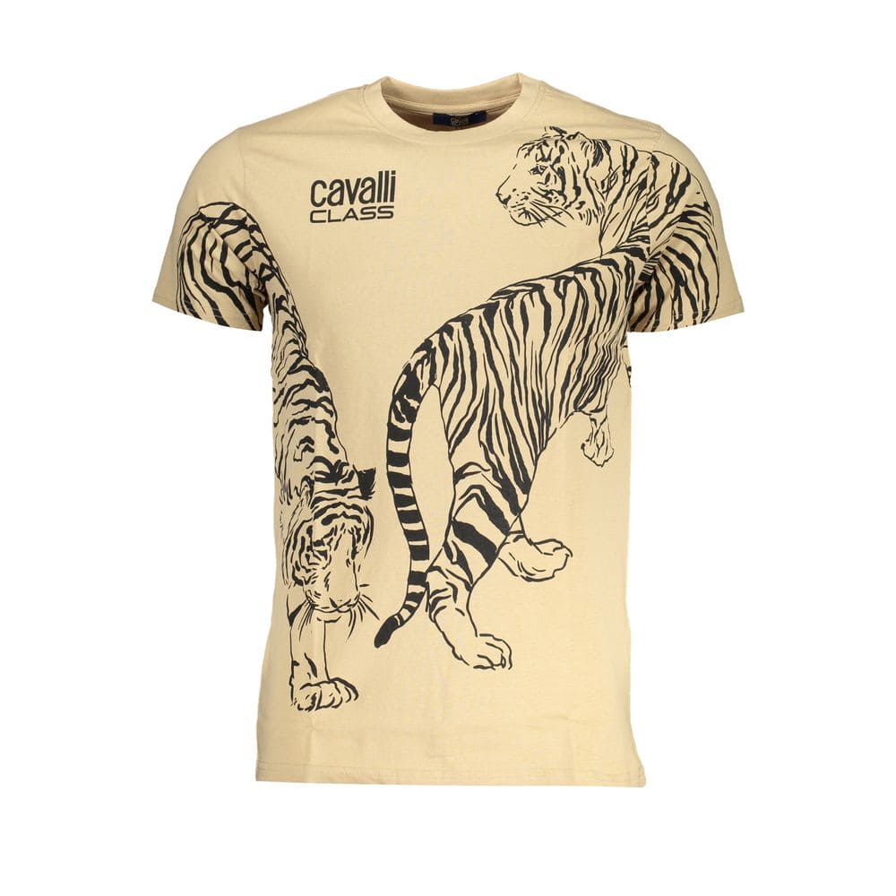 Camiseta de algodón beige Cavalli Class