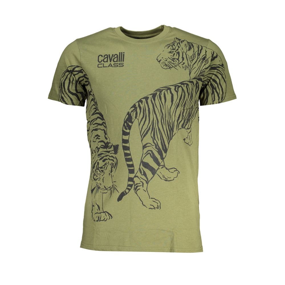 Camiseta de algodón verde Cavalli Class