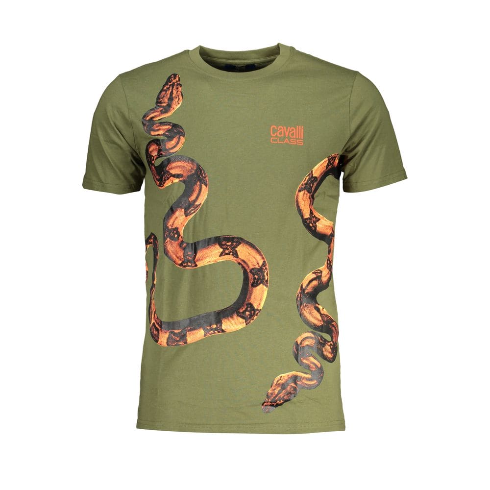 Camiseta de algodón verde Cavalli Class