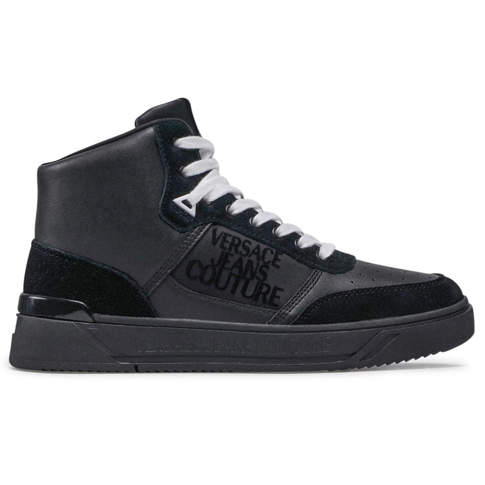 Baskets en cuir de veau noir Versace Jeans