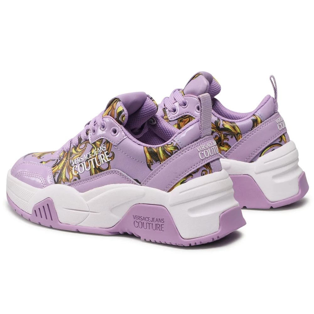 Baskets en cuir de veau violet Versace Jeans