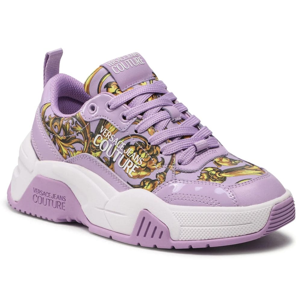 Baskets en cuir de veau violet Versace Jeans