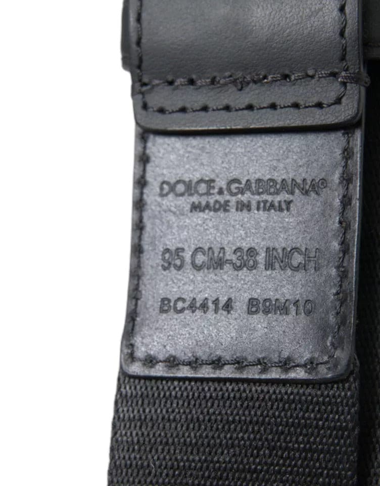 Ceinture Dolce &amp; Gabbana avec boucle en métal argenté et logo noir et vert