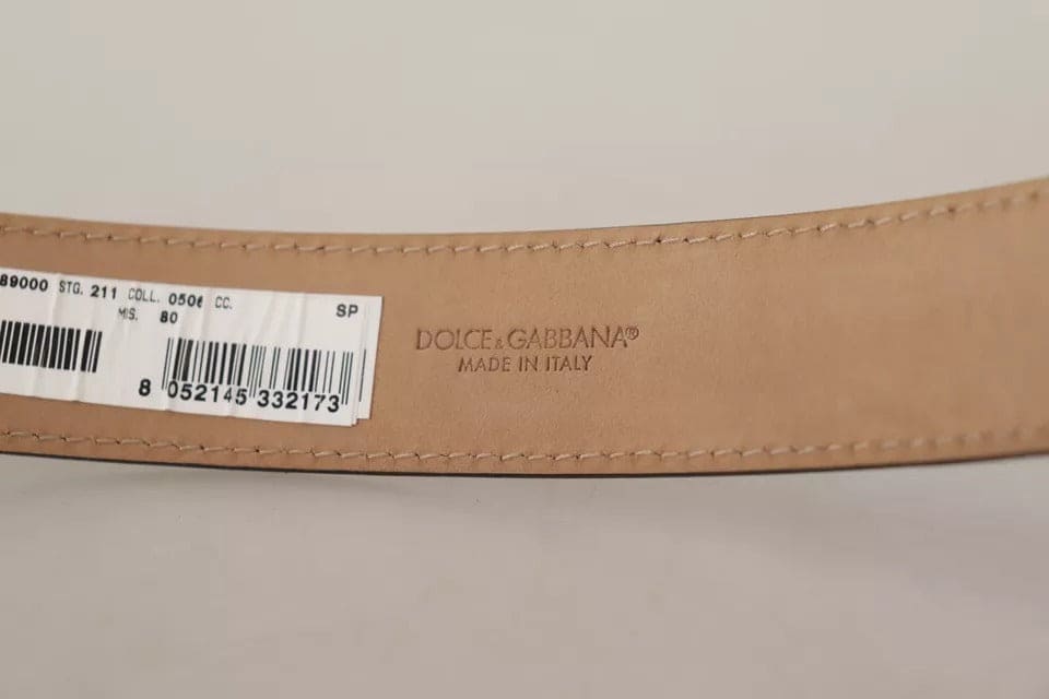 Ceinture Dolce &amp; Gabbana en cuir noir avec boucle gravée du logo en métal doré