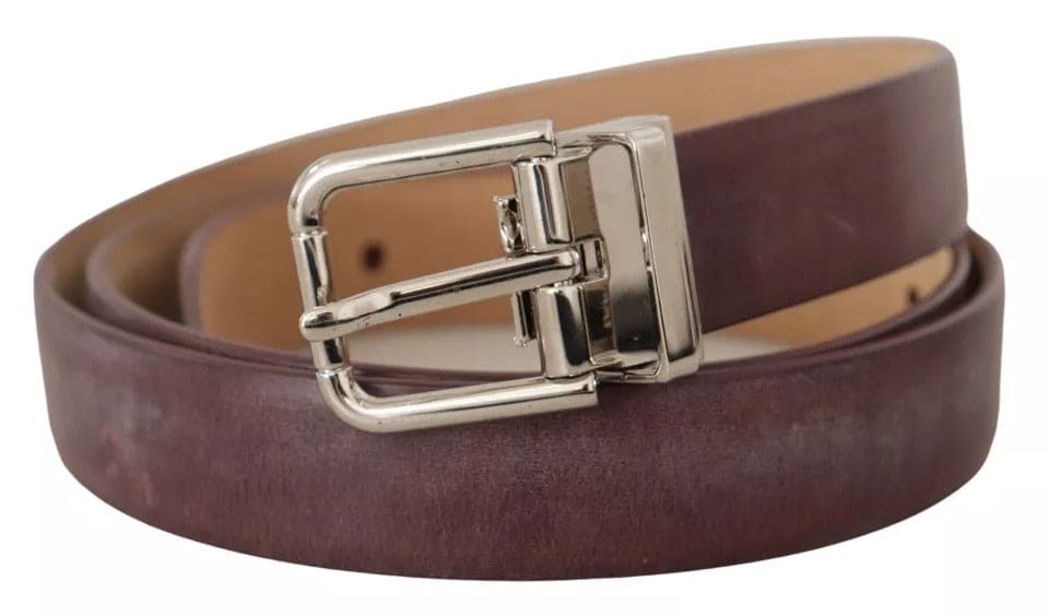 Ceinture Dolce &amp; Gabbana en cuir marron classique avec boucle en métal argenté et logo