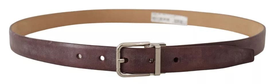 Ceinture Dolce &amp; Gabbana en cuir marron classique avec boucle en métal argenté et logo