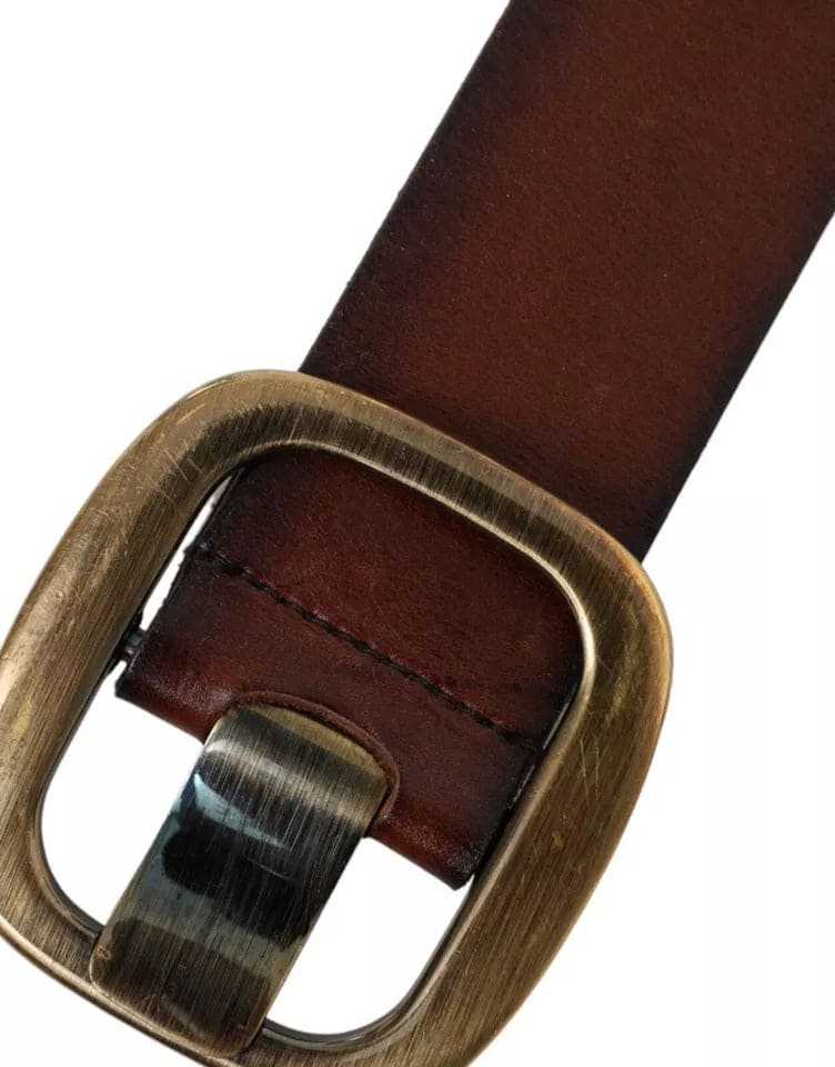 Ceinture Dolce &amp; Gabbana en cuir marron avec boucle en métal doré pour femme