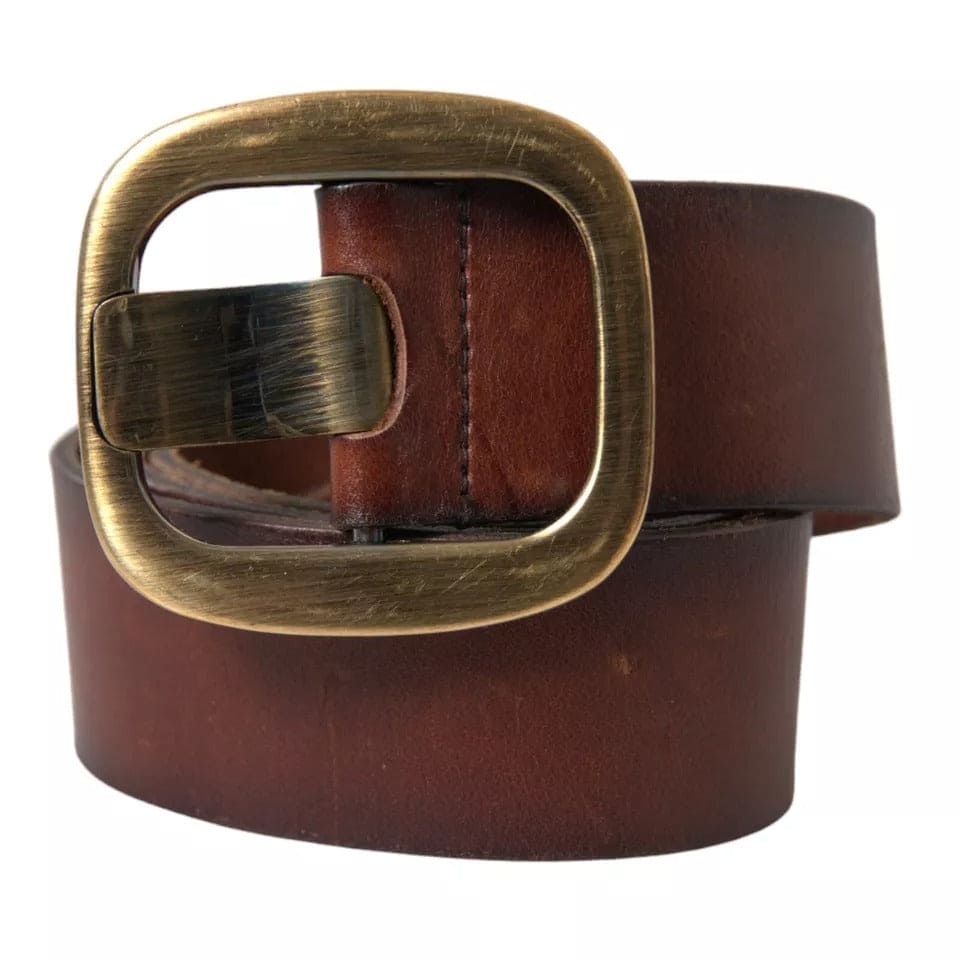 Ceinture Dolce &amp; Gabbana en cuir marron avec boucle en métal doré pour femme