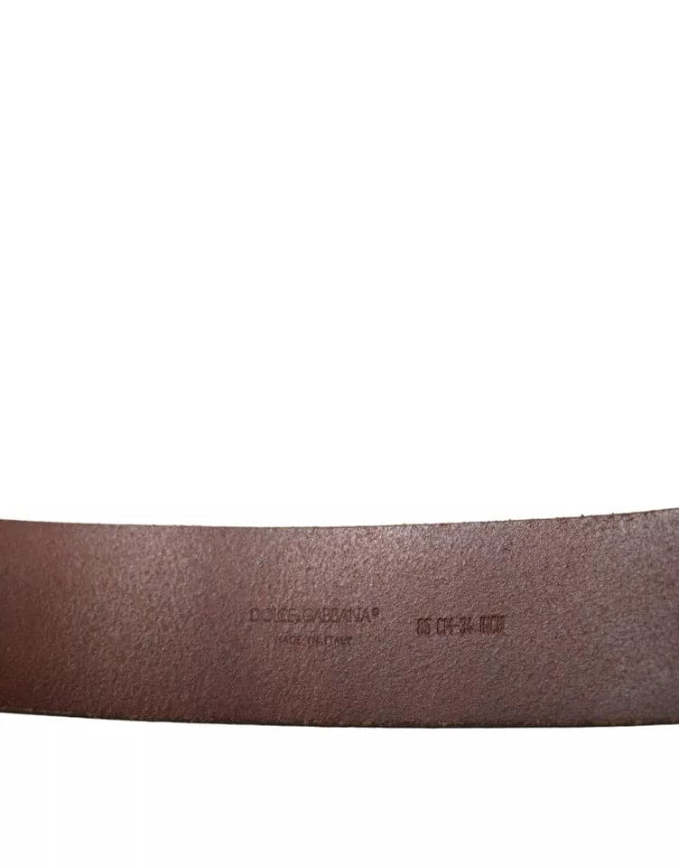 Ceinture Dolce &amp; Gabbana en cuir marron avec boucle en métal doré pour femme