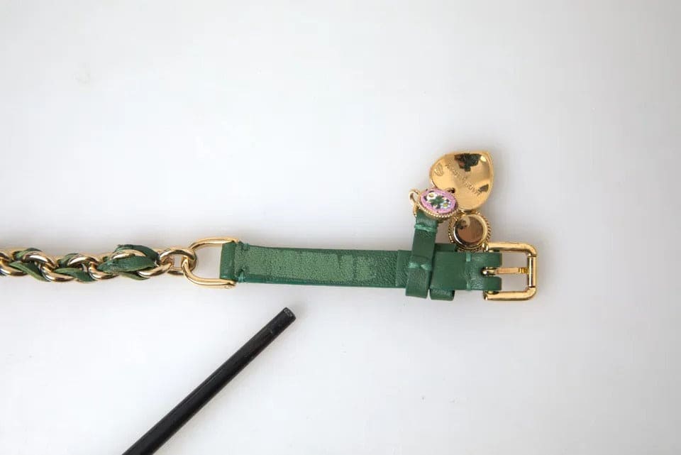 Ceinture Dolce &amp; Gabbana à boucle dorée et chaîne verte