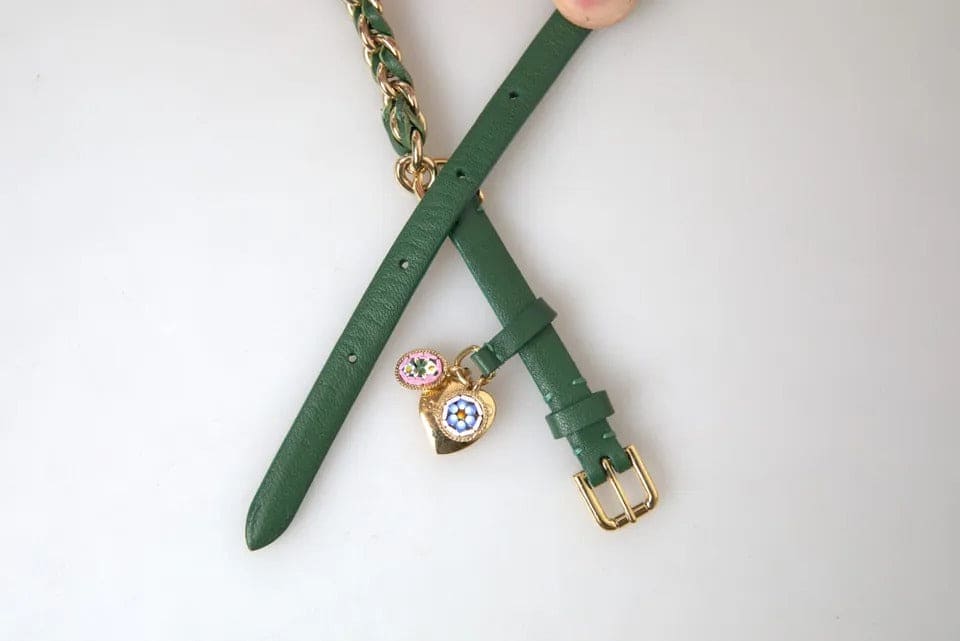 Ceinture Dolce &amp; Gabbana à boucle dorée et chaîne verte