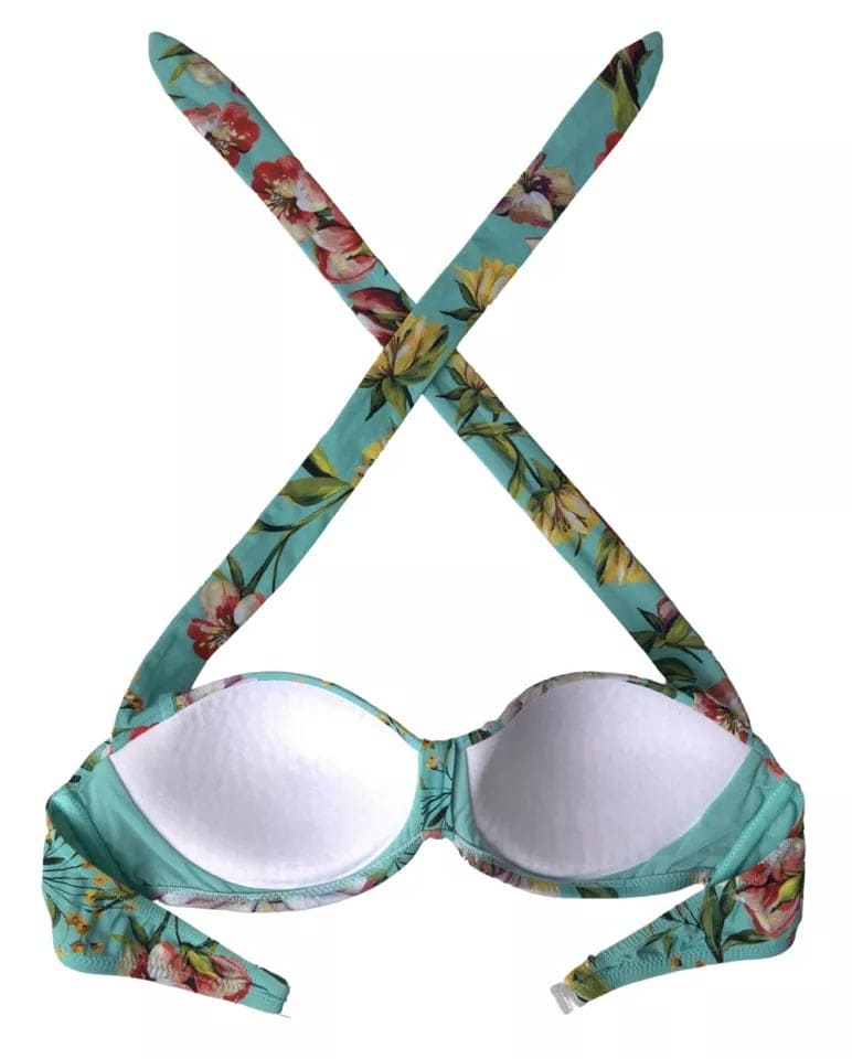 Haut de bikini de plage à imprimé floral vert menthe Dolce &amp; Gabbana