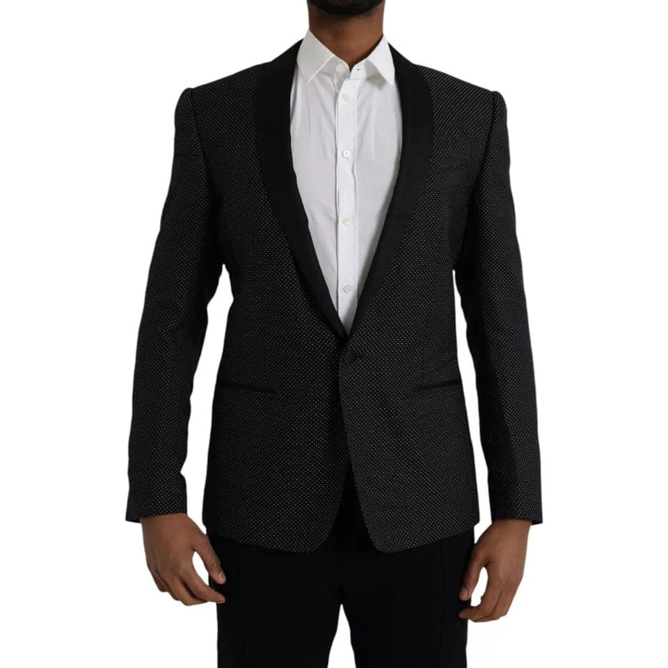 Blazer à boutonnage simple en jacquard noir MARTINI de Dolce &amp; Gabbana