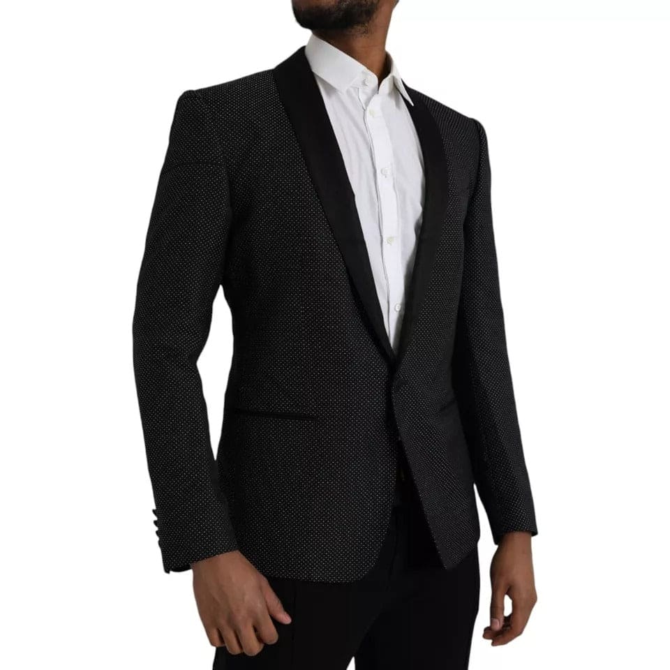 Blazer de botonadura sencilla MARTINI de jacquard negro de Dolce &amp; Gabbana