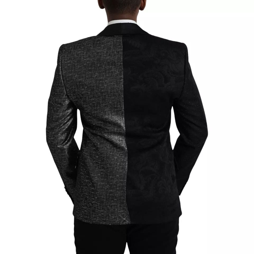 Blazer de seda con botonadura sencilla y diseño plateado y negro de Dolce &amp; Gabbana