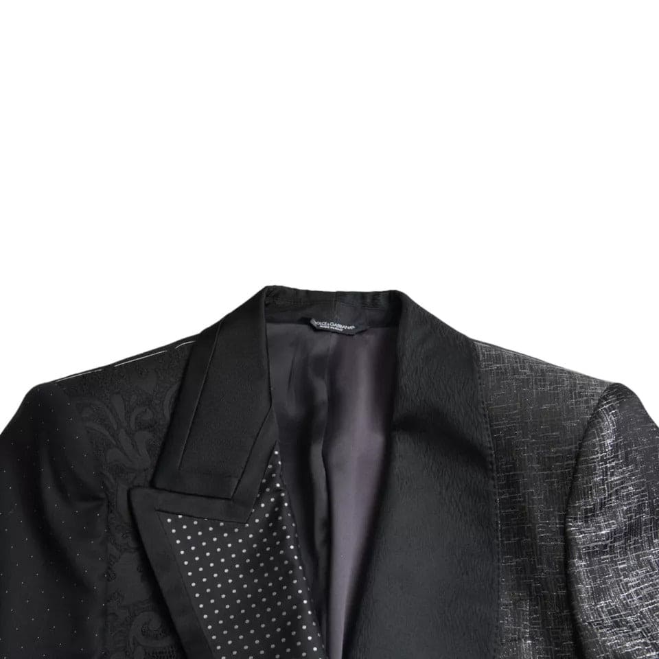 Blazer de seda con botonadura sencilla y diseño plateado y negro de Dolce &amp; Gabbana