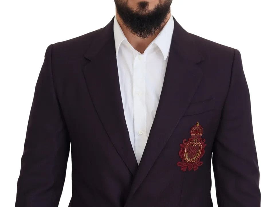 Blazer en laine à boutonnage simple et logo violet Dolce &amp; Gabbana