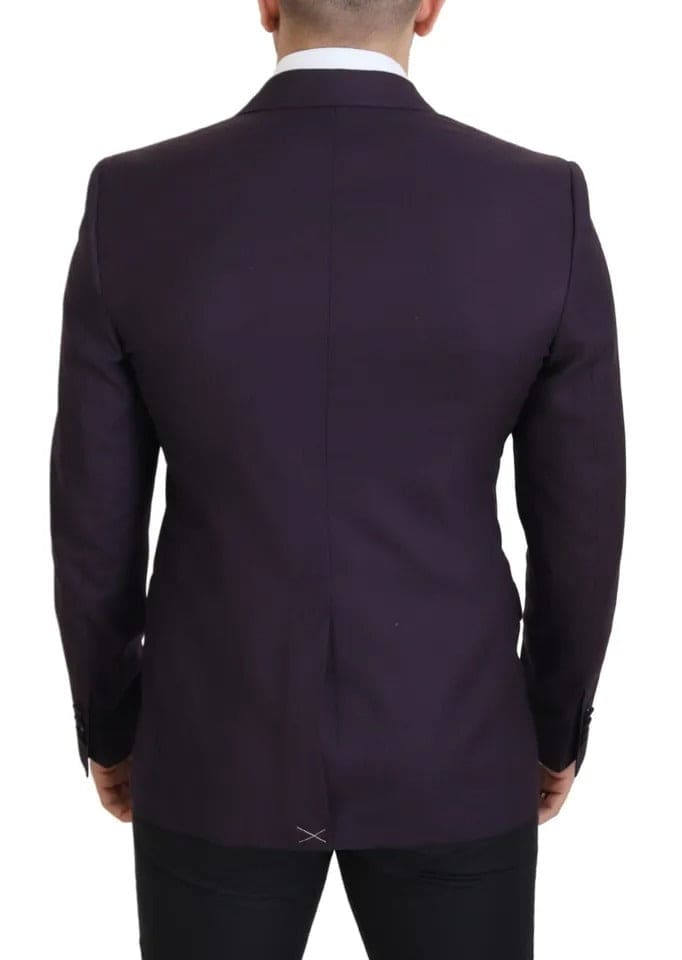 Blazer en laine à boutonnage simple et logo violet Dolce &amp; Gabbana