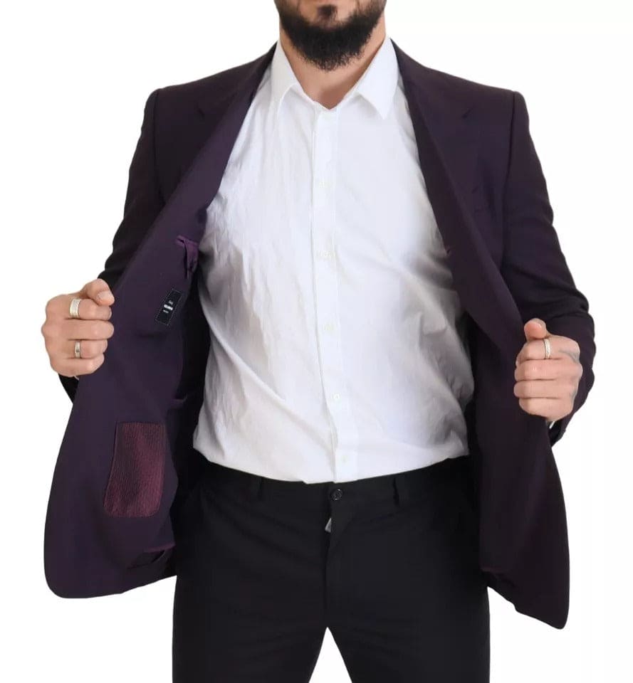 Blazer en laine à boutonnage simple et logo violet Dolce &amp; Gabbana