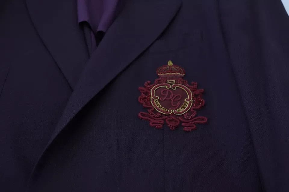 Blazer en laine à boutonnage simple et logo violet Dolce &amp; Gabbana