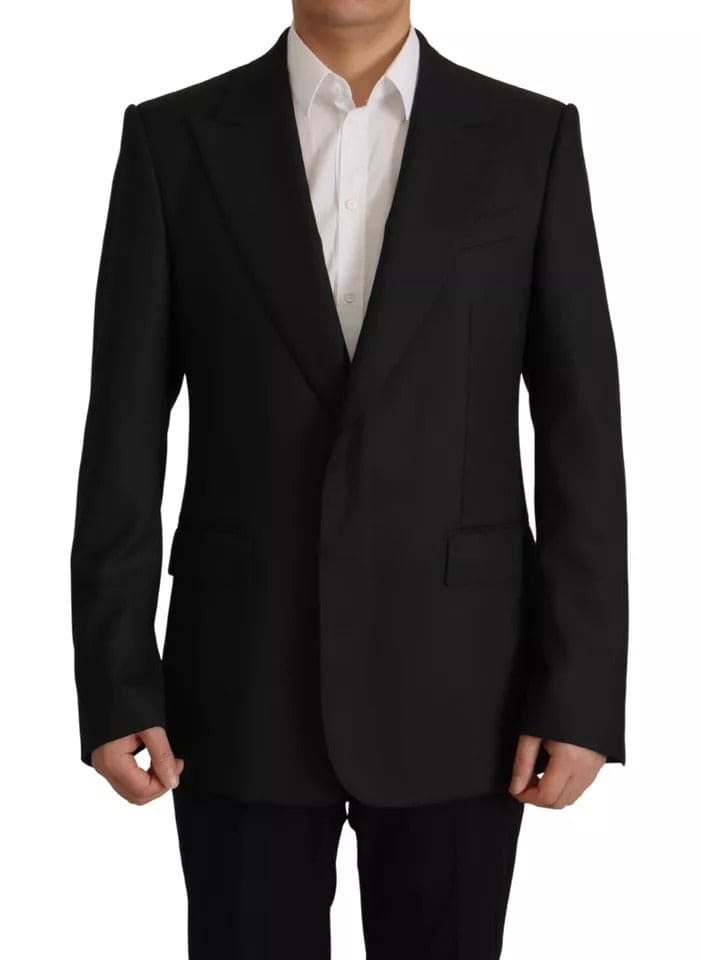 Veste blazer à boutonnage simple en polyester noir Dolce &amp; Gabbana