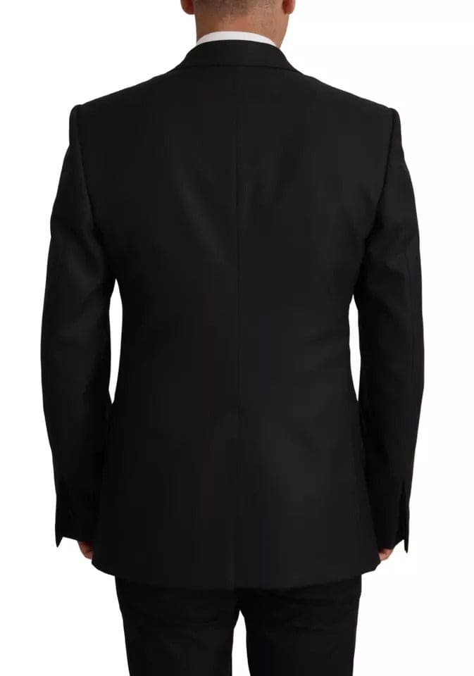 Veste blazer à boutonnage simple en polyester noir Dolce &amp; Gabbana