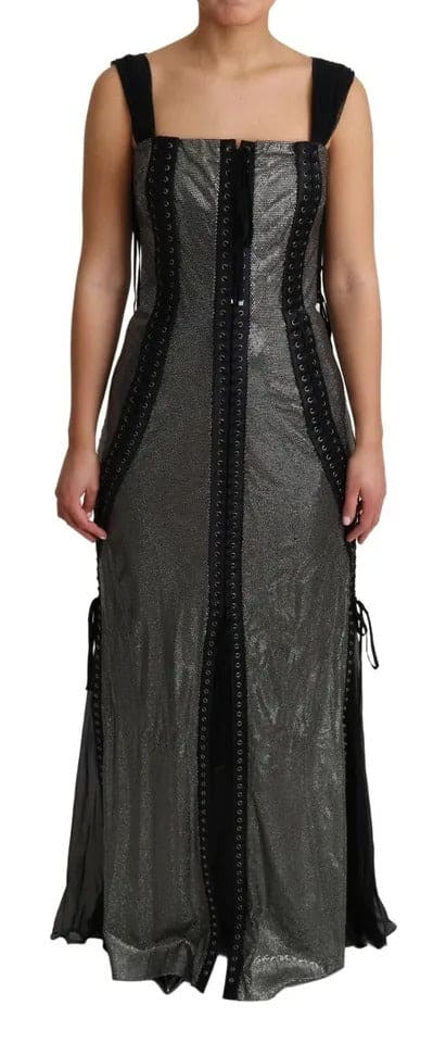 Robe de défilé à lacets et cristaux noirs Dolce &amp; Gabbana