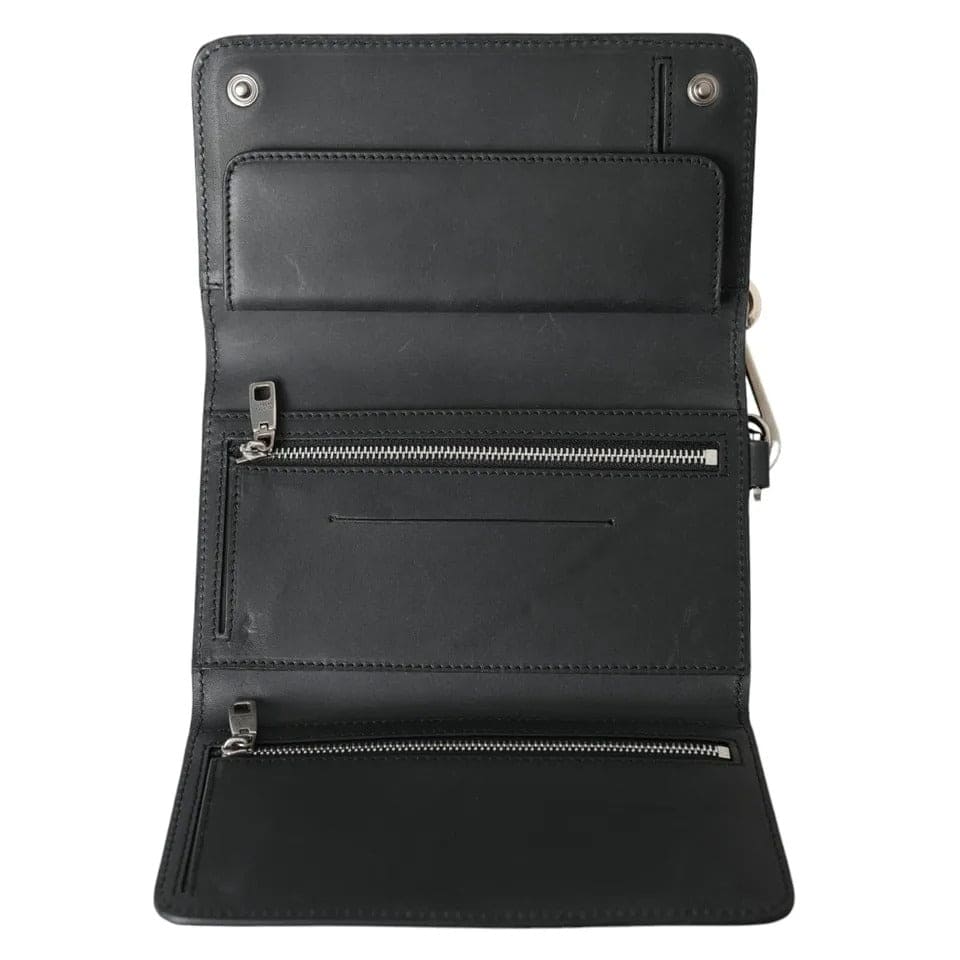 Bolso de hombro mini de cuero negro con el logotipo grabado de Dolce &amp; Gabbana para hombre