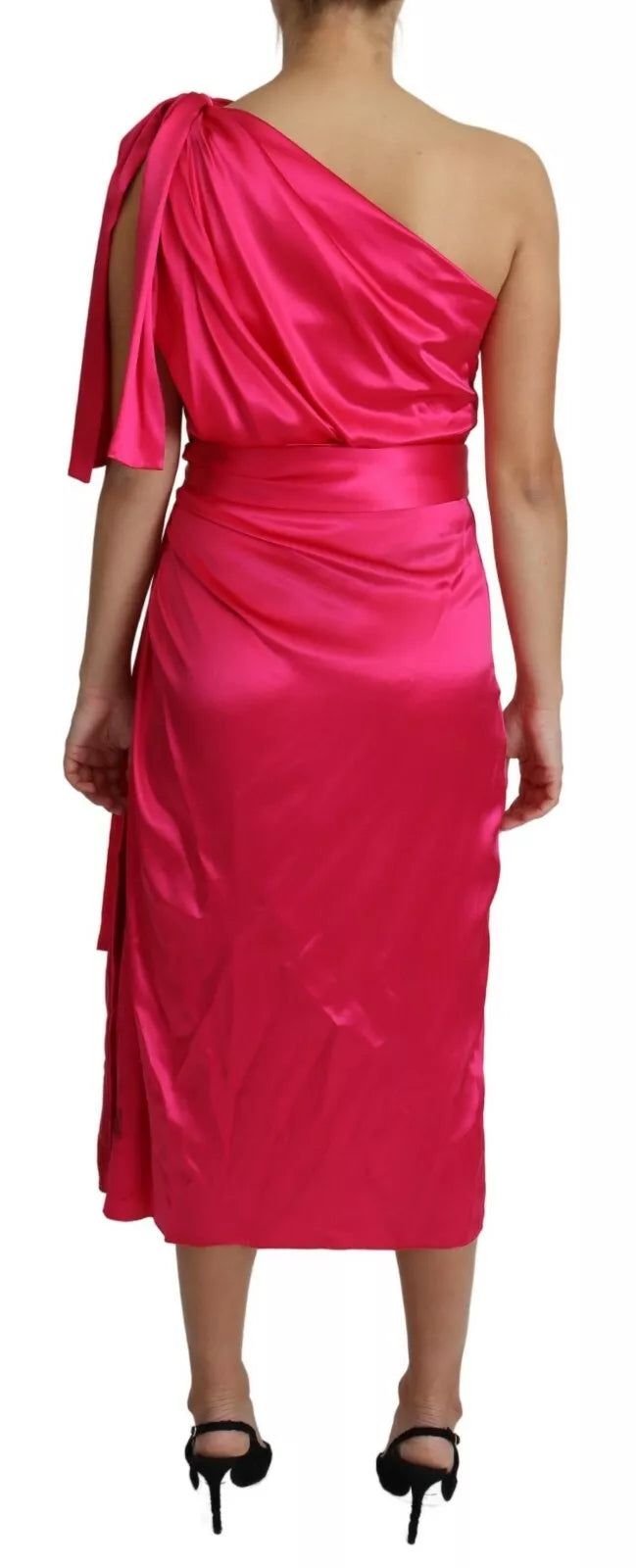 Robe mi-longue asymétrique à coupe ajustée fuchsia Dolce &amp; Gabbana