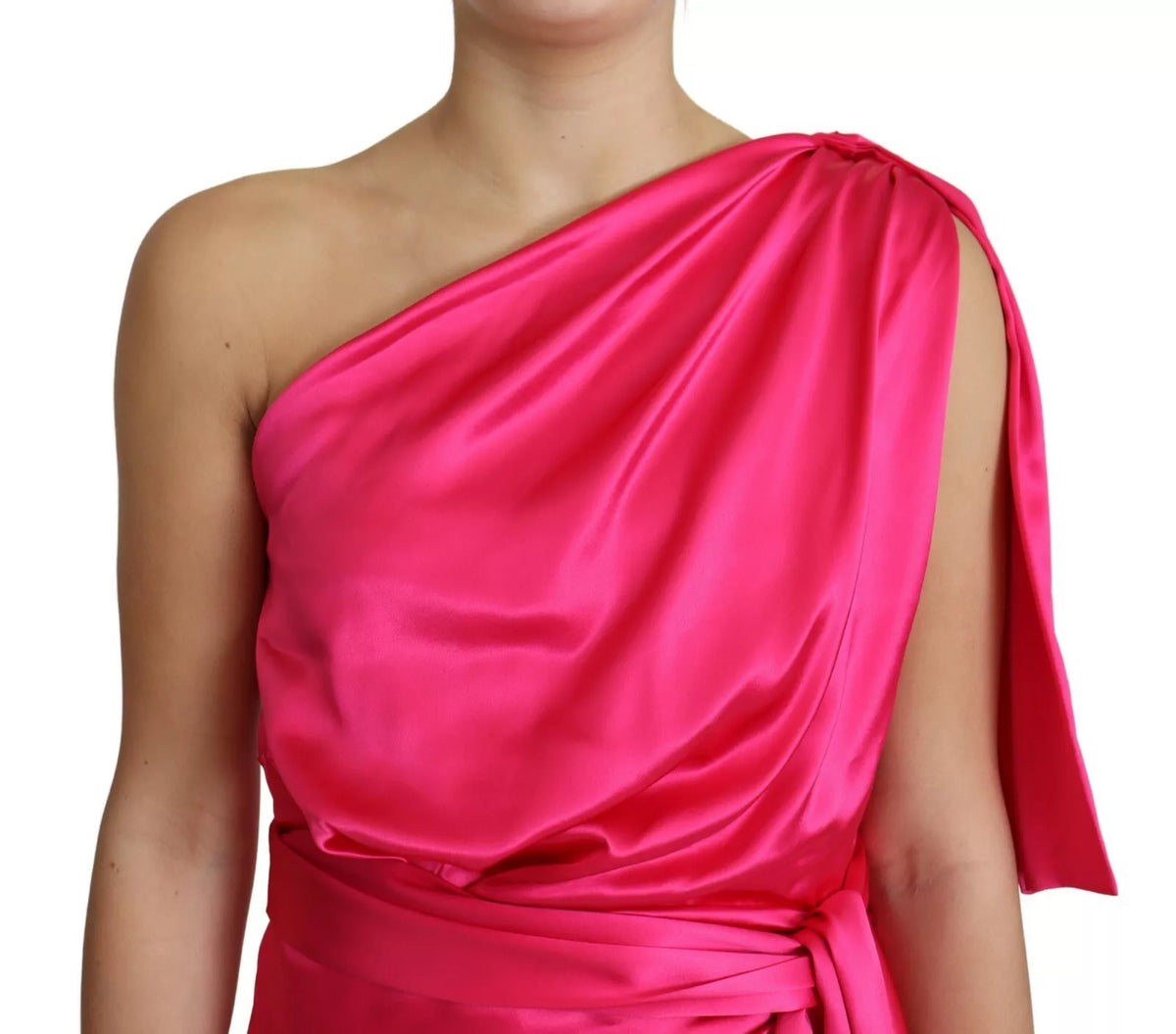 Robe mi-longue asymétrique à coupe ajustée fuchsia Dolce &amp; Gabbana