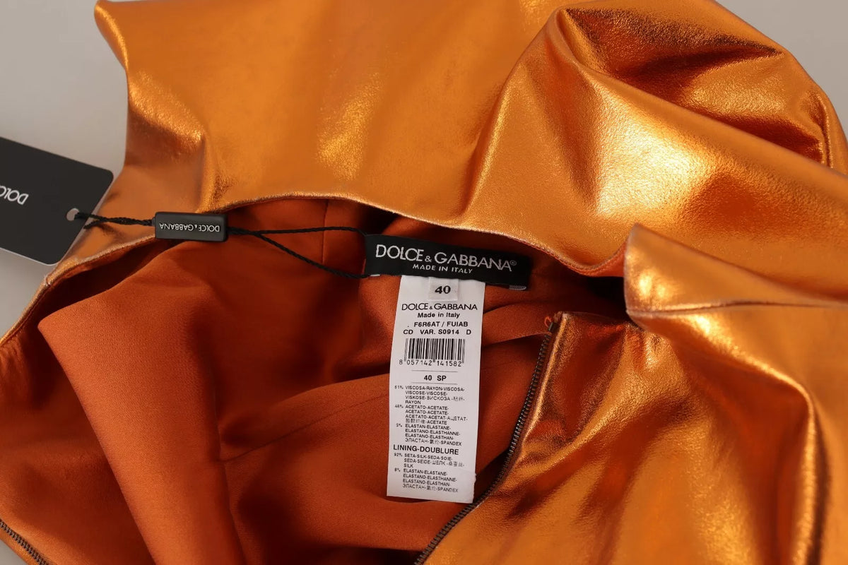 Vestido tubo sin mangas en naranja metalizado de Dolce &amp; Gabbana