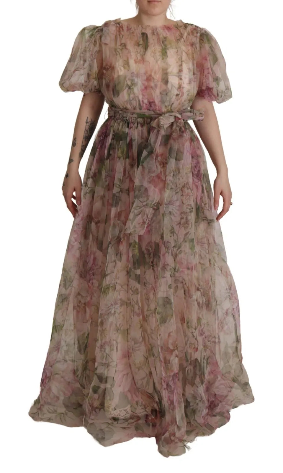 Robe longue à imprimé floral multicolore Dolce &amp; Gabbana