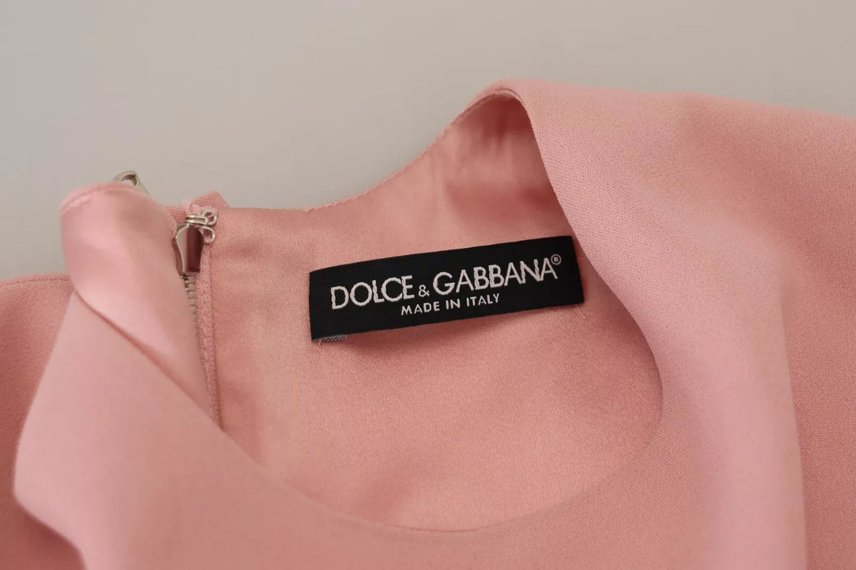 Robe trapèze évasée rose en viscose à manches 3/4 Dolce &amp; Gabbana