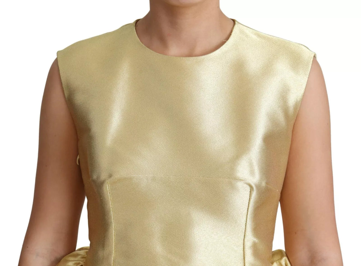 Dolce & Gabbana Gold Polyester Sleeveless A-line Tulle Dress