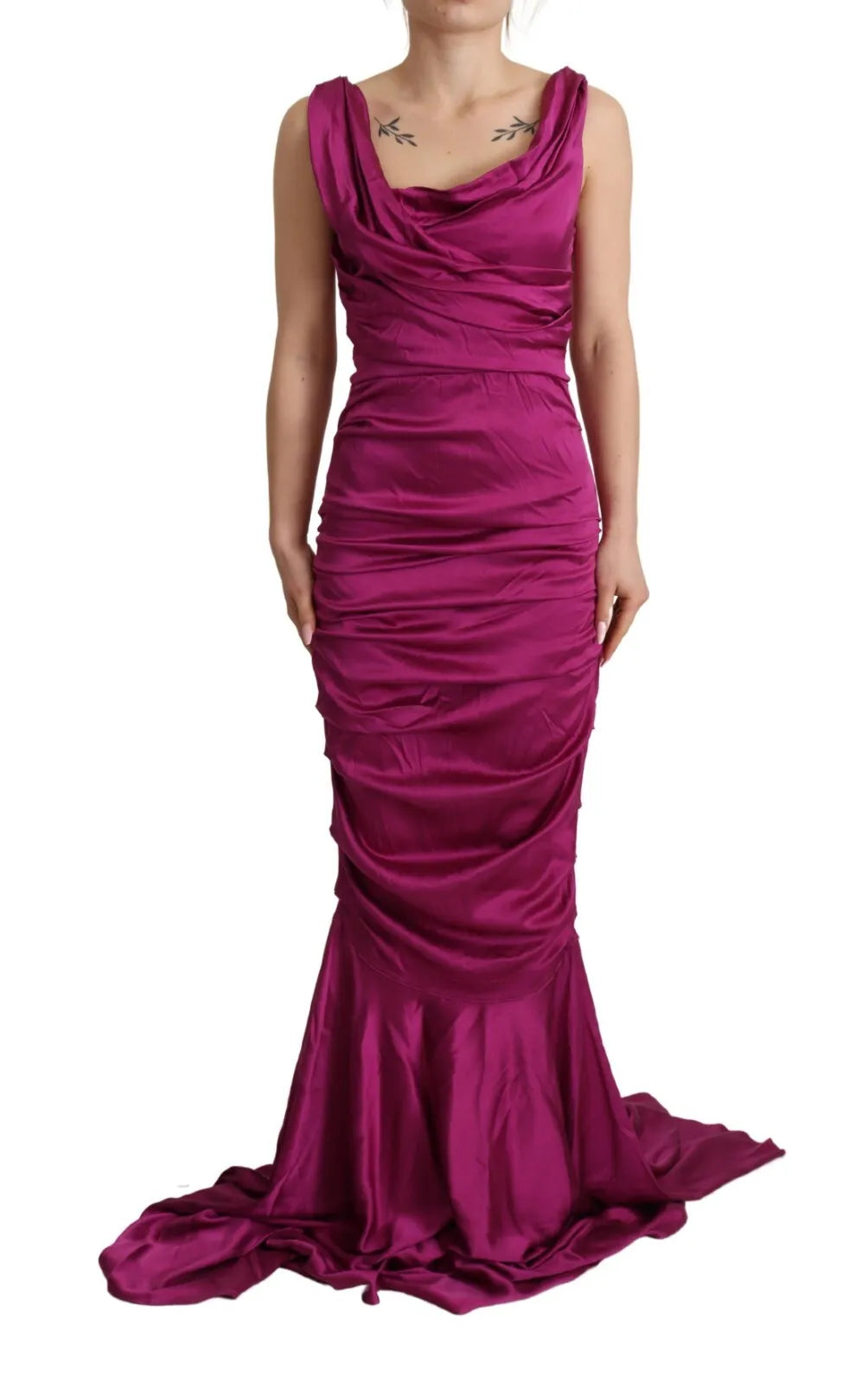 Robe fourreau sirène en soie stretch fuchsia Dolce &amp; Gabbana