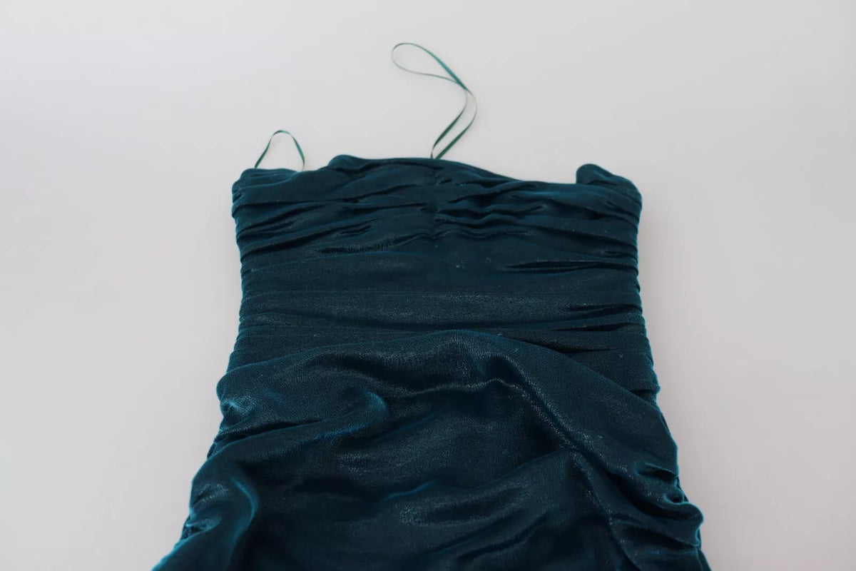 Robe bustier ajustée en satin bleu en soie mélangée Dolce &amp; Gabbana