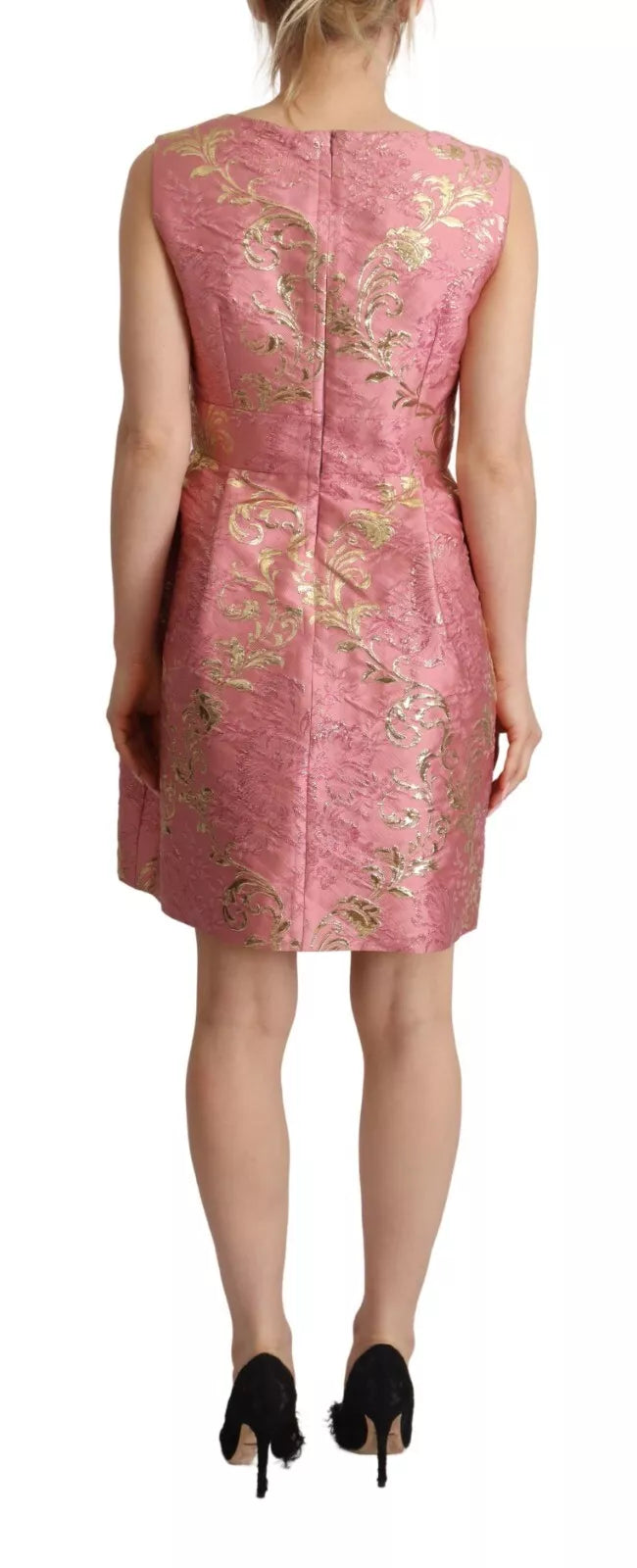 Robe courte sans manches en jacquard fleuri rose Dolce &amp; Gabbana Sundress