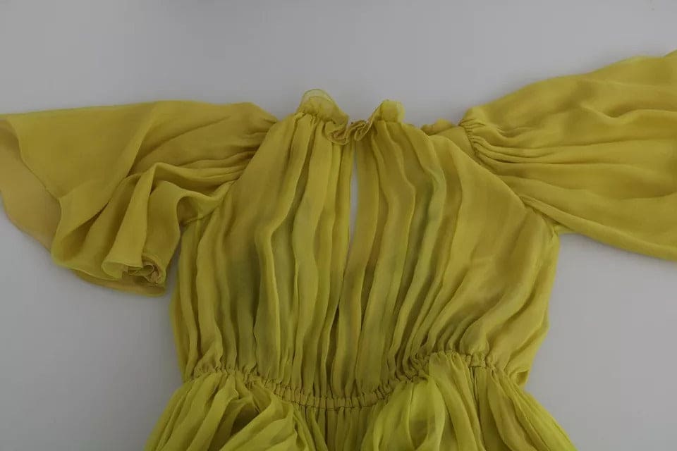 Robe trapèze en soie jaune Dolce &amp; Gabbana