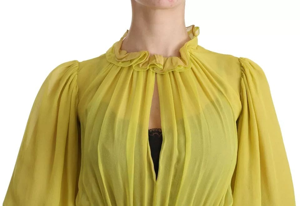 Robe trapèze en soie jaune Dolce &amp; Gabbana