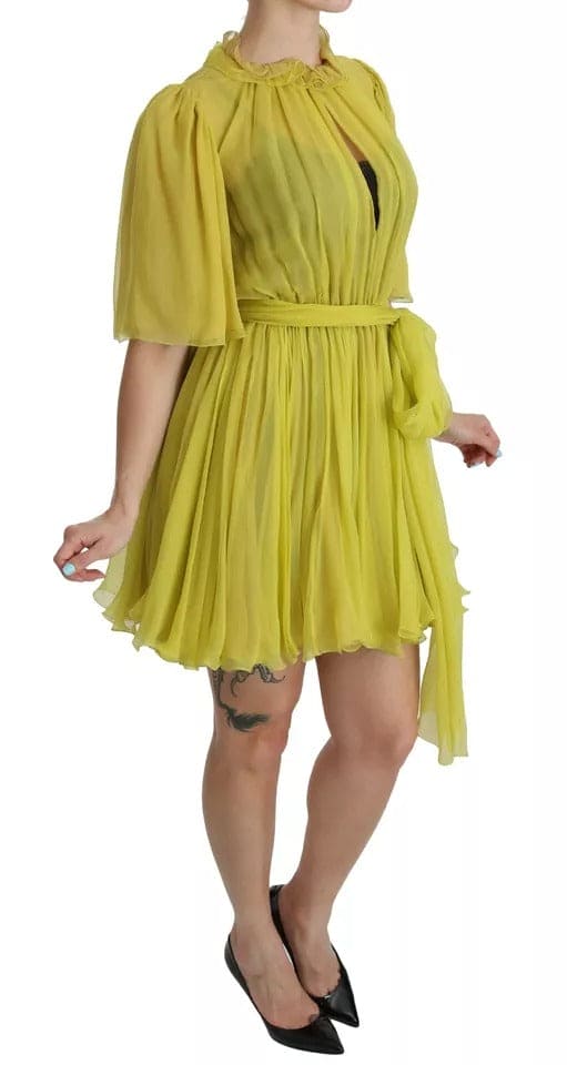 Robe trapèze en soie jaune Dolce &amp; Gabbana