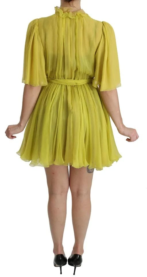 Robe trapèze en soie jaune Dolce &amp; Gabbana