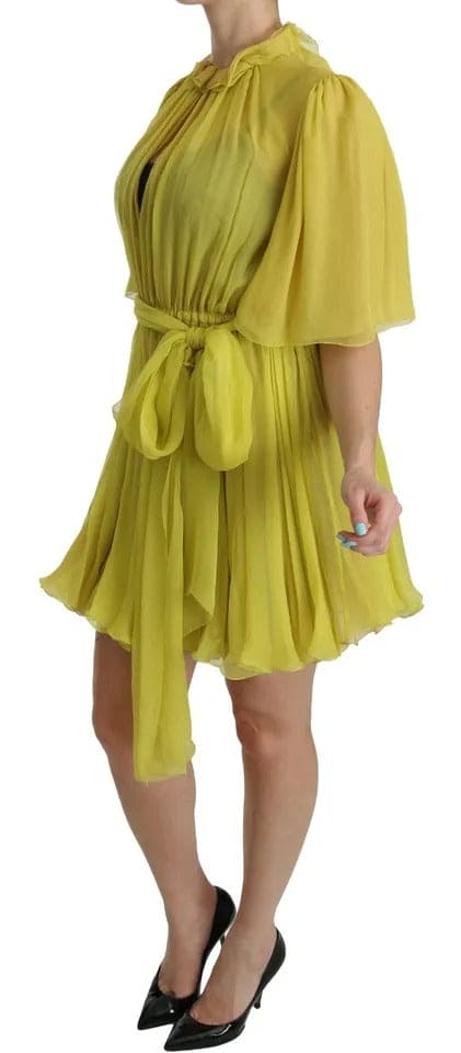 Robe trapèze en soie jaune Dolce &amp; Gabbana