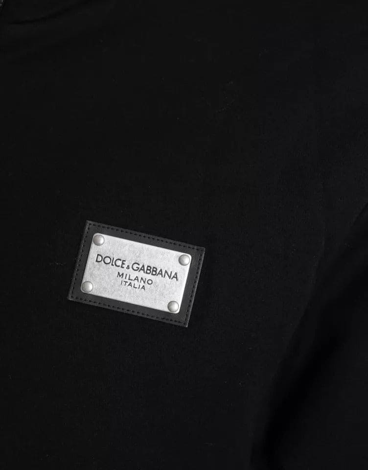 Veste bomber à capuche en coton noir avec logo Dolce &amp; Gabbana