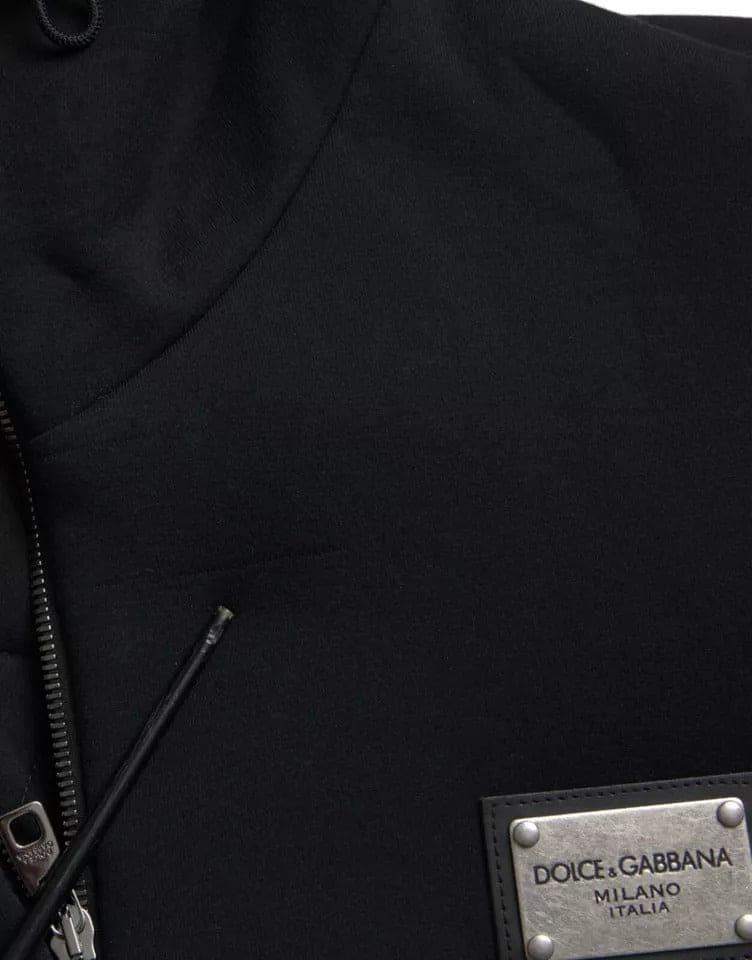 Veste bomber à capuche en coton noir avec logo Dolce &amp; Gabbana