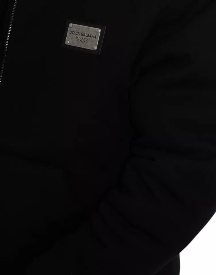 Veste bomber à capuche en coton noir avec logo Dolce &amp; Gabbana