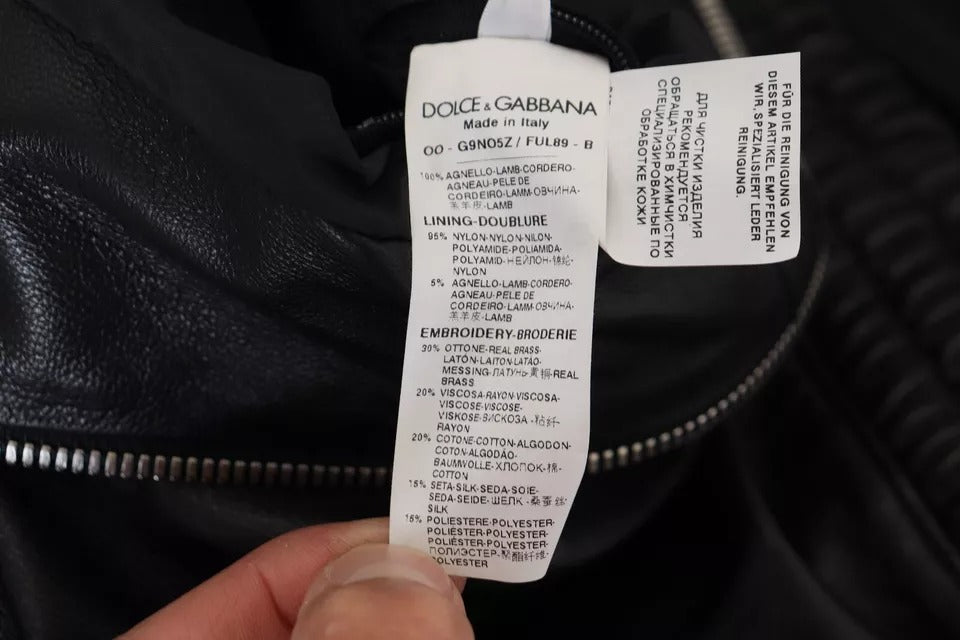 Chaqueta tipo blusón con capucha de cuero negro de Dolce &amp; Gabbana